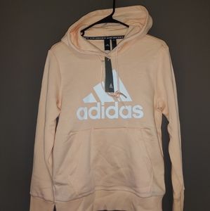 Adidas Women's Badge of Sport Overhead Fleece Hoodie - Haze Coral Medium NWT